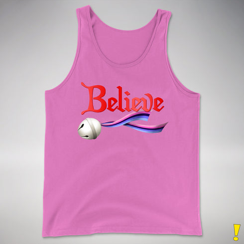 Believe Omnisexial Pride Flag Jingle Bell Premium Tank Top - Neon Pink